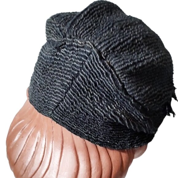 Genuine 1930s Deco True Vintage Black Fabric Side Draped Cloche Hat - Picture 4 of 7